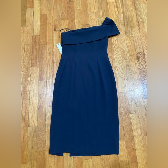 Eliza J NWT Navy Blue Cocktail Midi Dress - Picture 2 of 4
